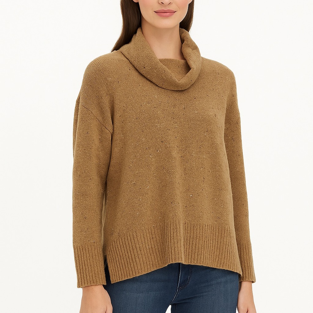 Lafayette 148 Sweater Teak Multi Wool Cowl Neck Size Medium $498